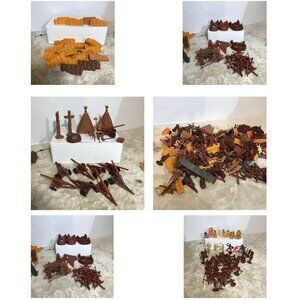 Western Toy Playset With Indians Cowboys & Accessories Mixed Lot Vintage